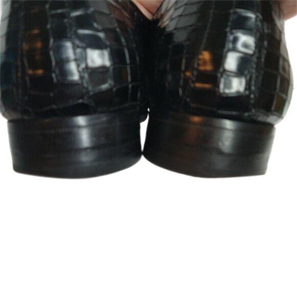 Corrente Black Suede Lizard Print Calf Skin Oxford Fake Lace Mens Shoes 46 Italy main image 4
